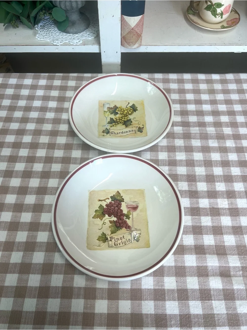 Vintage Italy pasta bowls Chardonnay & Pinot Grigio replacement over & back